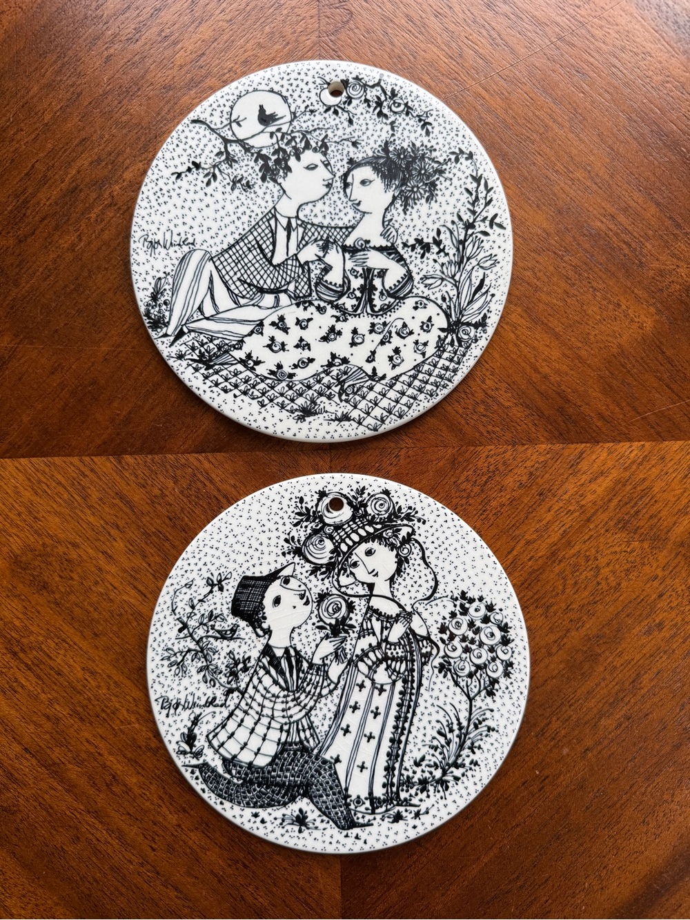 Vintage Bjorn Wiinblad Nymolle Denmark May June Wall Plaques Set MCM